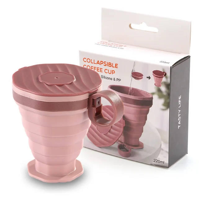 Silicone Collapsible Water Bottle Expandable Folding Coffee Mug Portable Drinking Cup With Lip For Traveling Camping Outdoor Spo