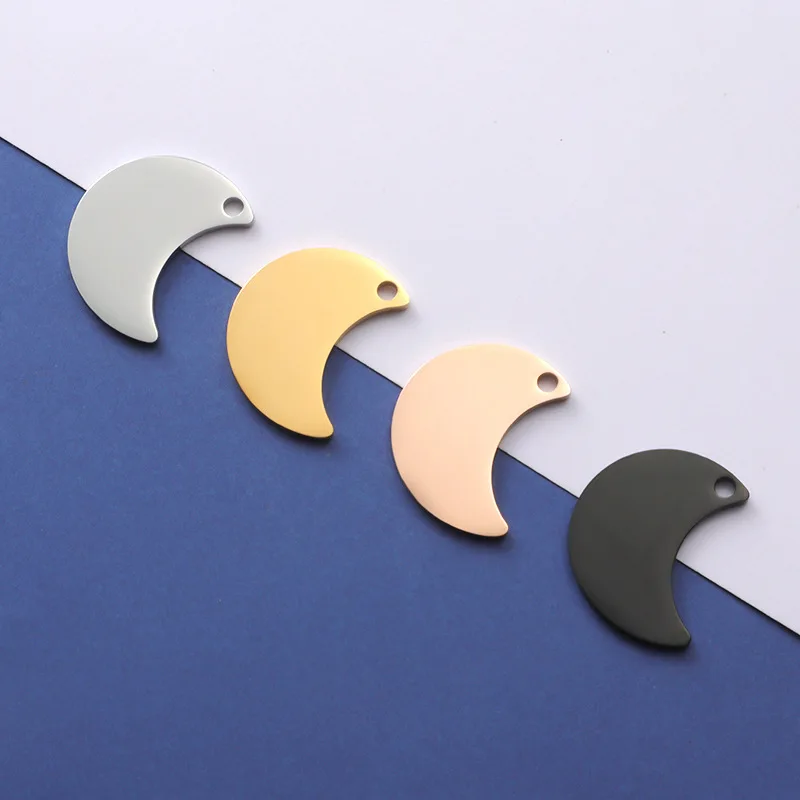 Sland SLaser-Capable Engraved Jewelry Stainless steel Moon Pendant Crescent Moon charms for Jewelry Making