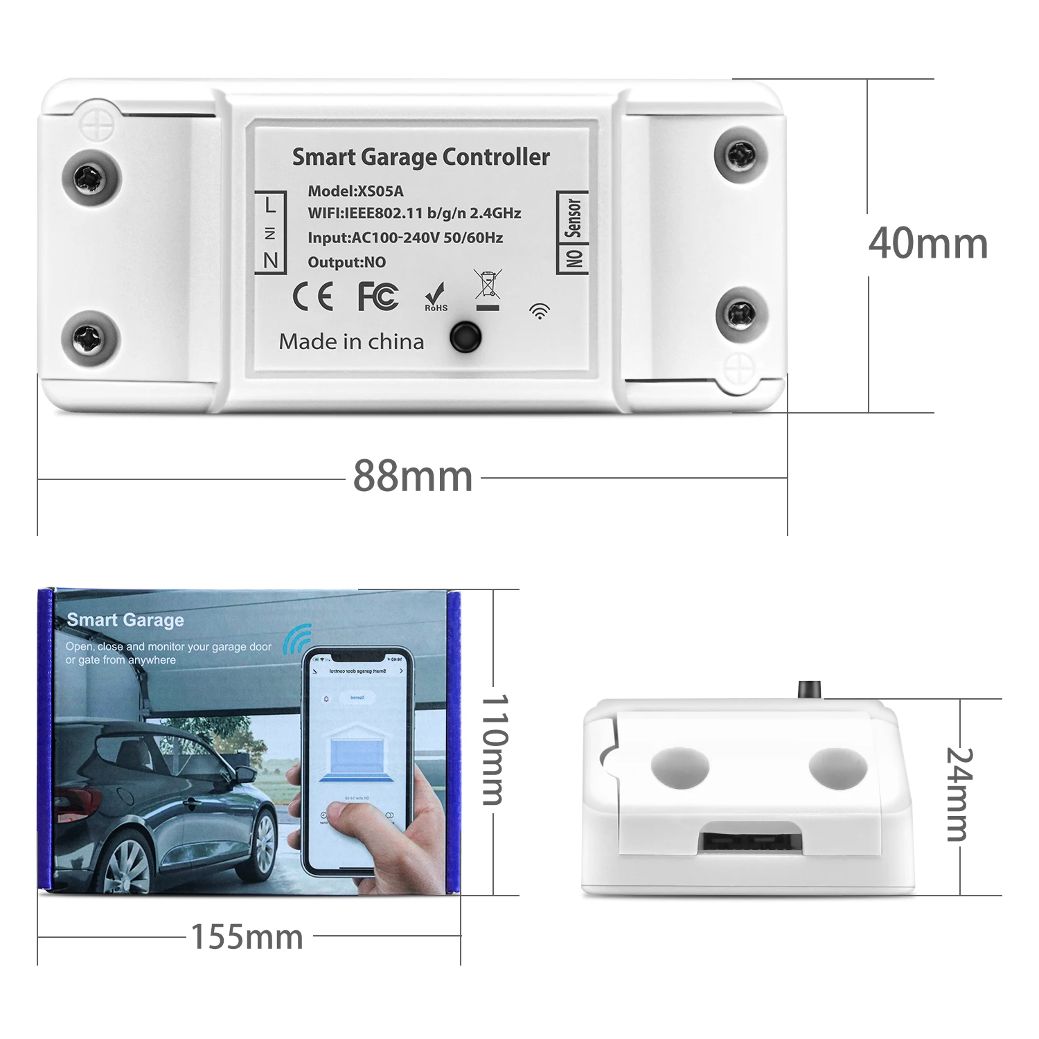 Tuya Wifi Smart Garage Door Opener Controller Remote Control Open Close Monitor Work Alexa Google Home