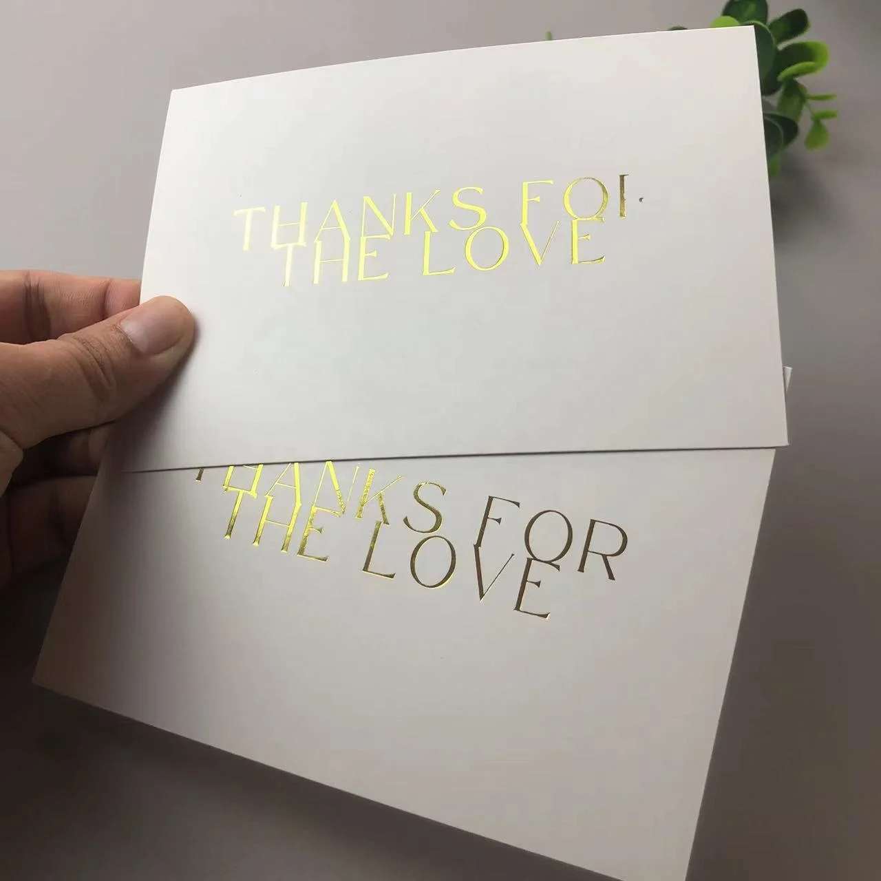 Custom New Design Printing Name 450gsm White Paper Business thank you for your order card gold foil brand logo shopping cards