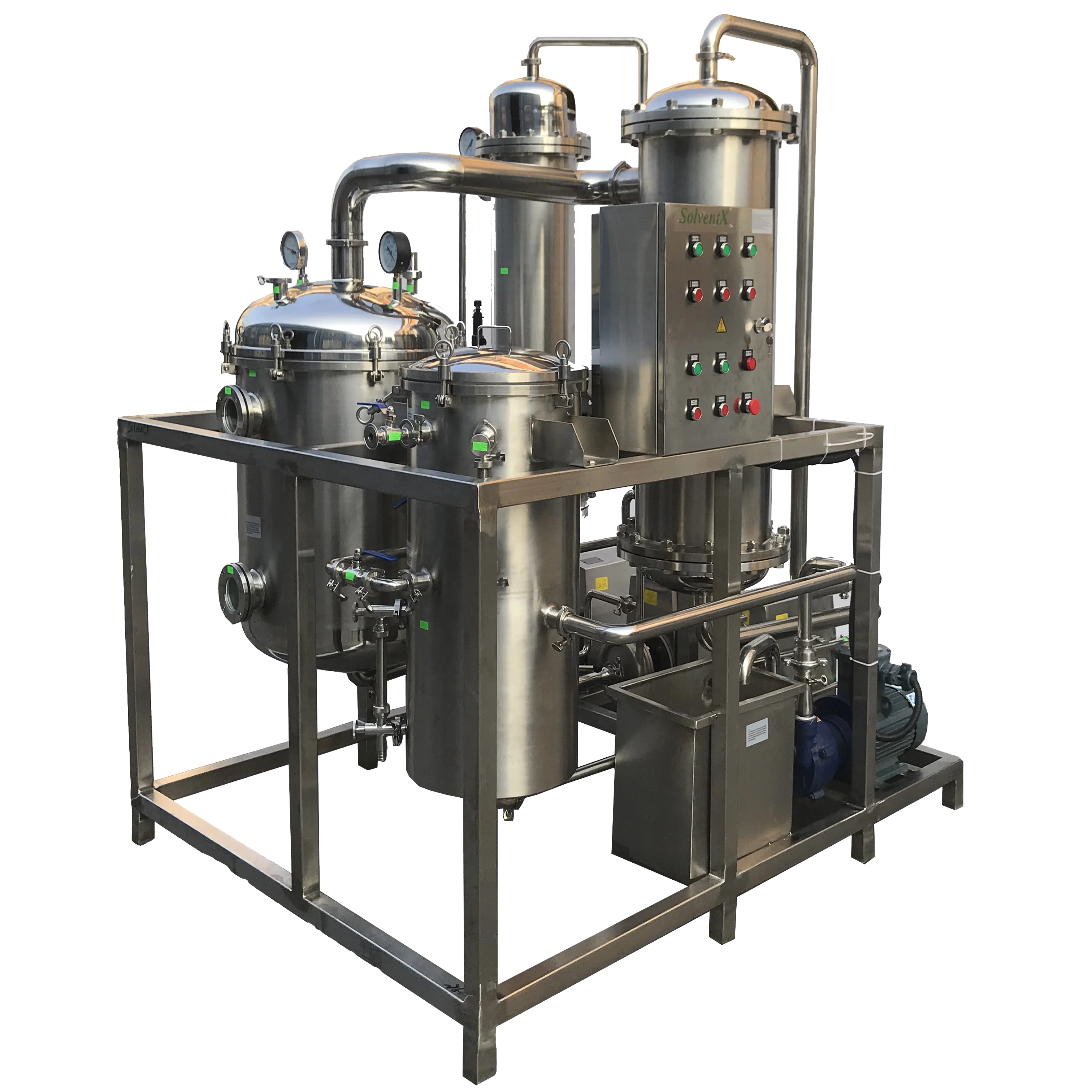 100L per hour SS304 solvent recovery unit falling film evaporator for essential oil  distillation