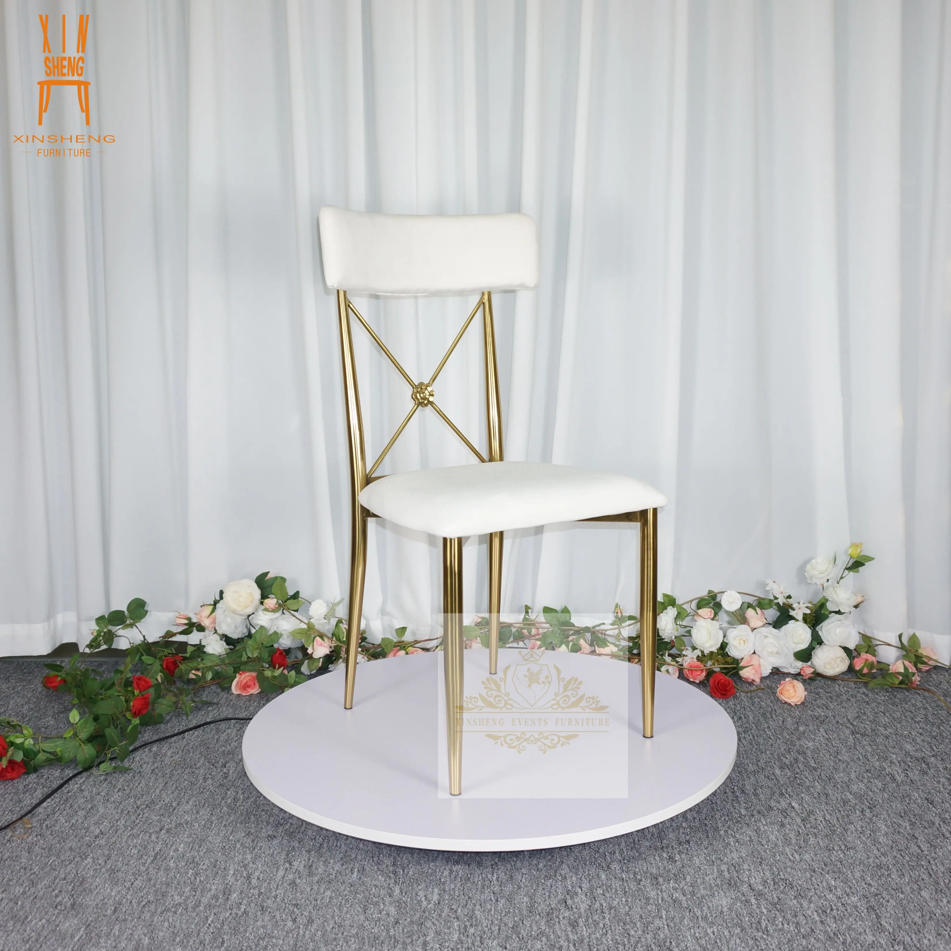 Royal event stainless Steel banquet exchangeable back wedding Chair