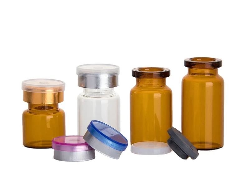 LANJING Customized Disposable Pharmacy Glass Vials Clear Vial Glass Bottle PharmaceuticClear Amber Vial Aluminium Lid