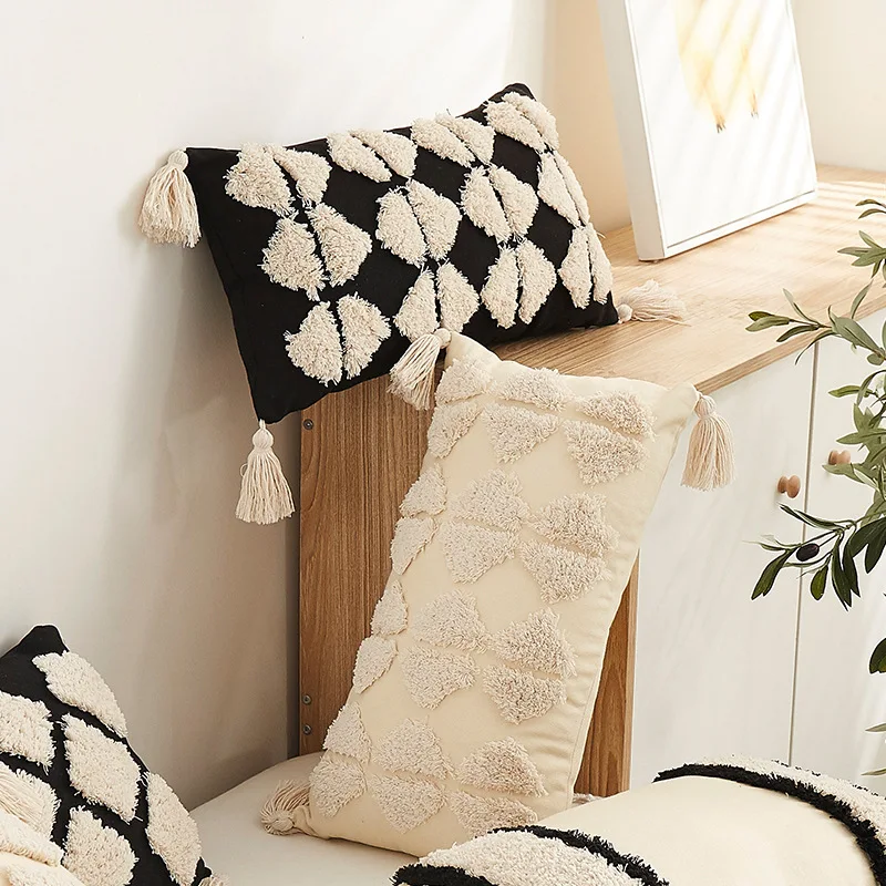 Innermor Tufted Boho Pillows Home Decorative Pillowcase Cotton Geometric Cushions Handmade Pillow cover