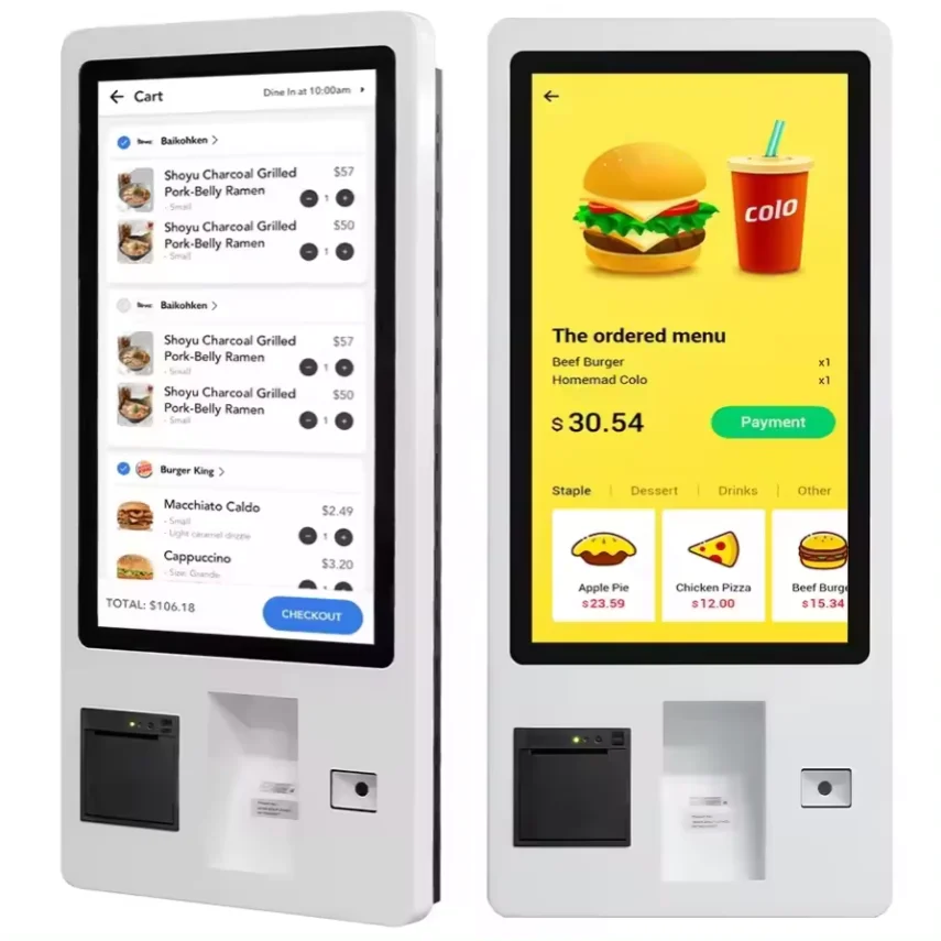 24 Inch Smart Restaurant Order Kiosk Self Service Machine Touch Screen Self-service Payment Kiosk Pos Payment Terminal