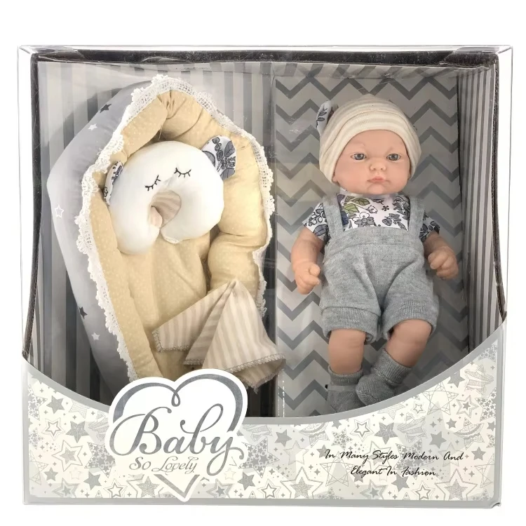 10inch Reborn Newborn Baby Doll Silicone Dol With Cradle