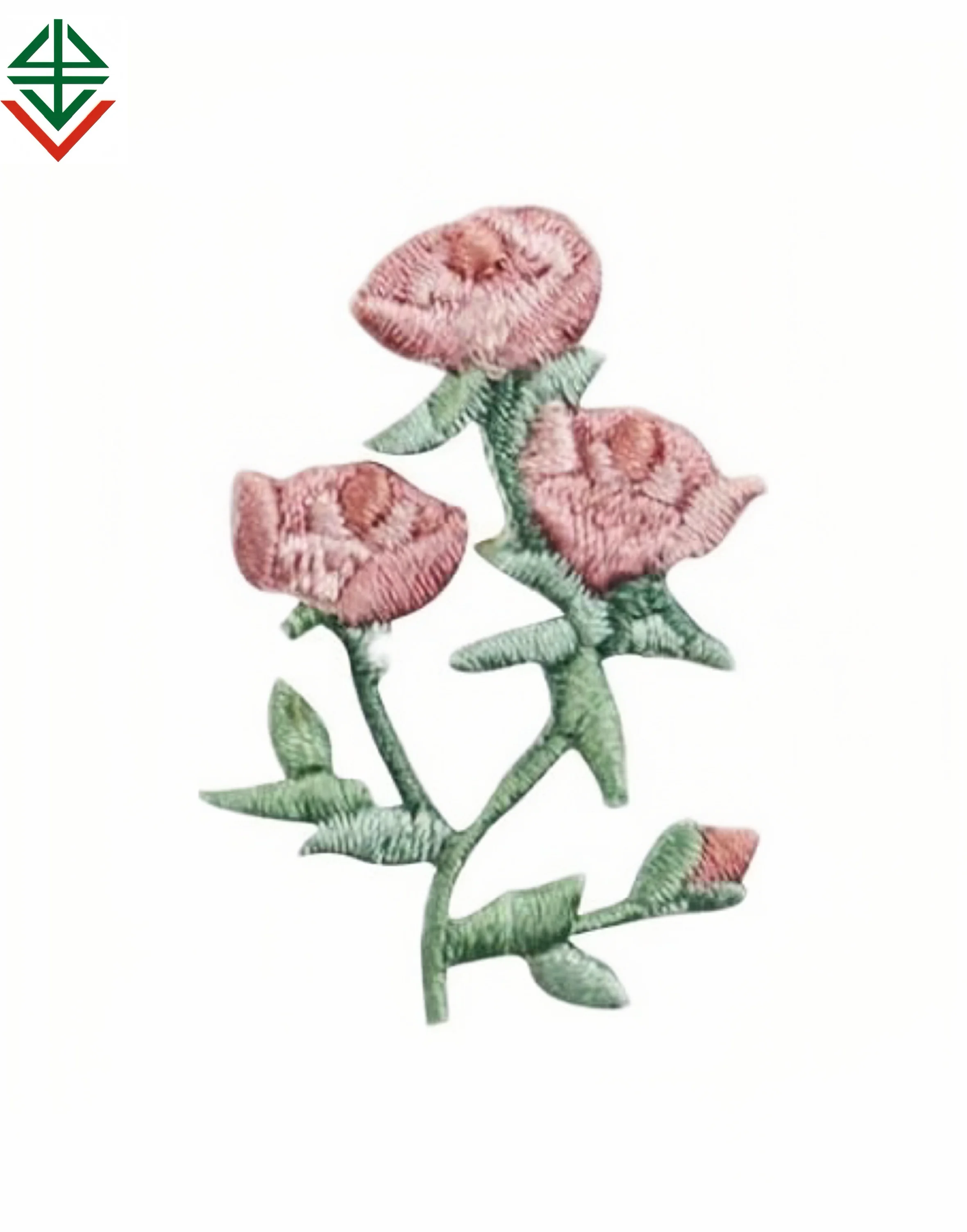 3d Puff rose Flower Bouquet Decoration Embroidery Patch Iron on Custom Logo Patches Embroidery