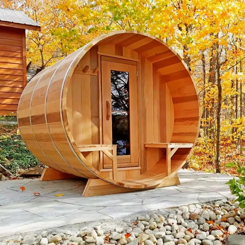 Traditional solid wood drum sauna room High-end solid wood custom steam room
