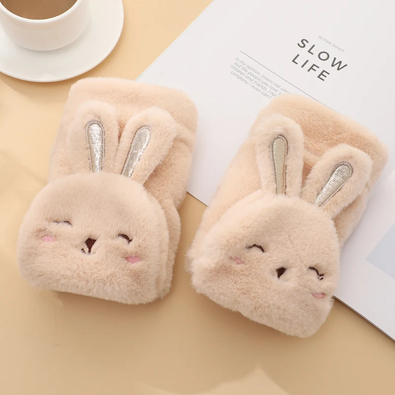 Недорогие мягкие зимние безпальцевые модные Волшебные женские перчатки из искусственного меха варежки из кроличьего меха