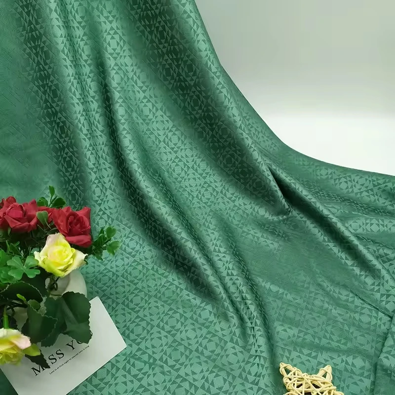 new Popular element triangle check satin jacquard textile Printed bottoming cloth fashion dress fabric
