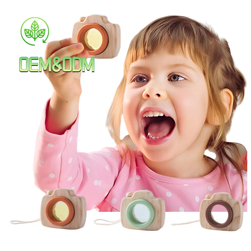 YUCI New Age-Appropriate Wood Mini Camera for Boys Multi-Color Educational Toy with Customizable Logo for baby