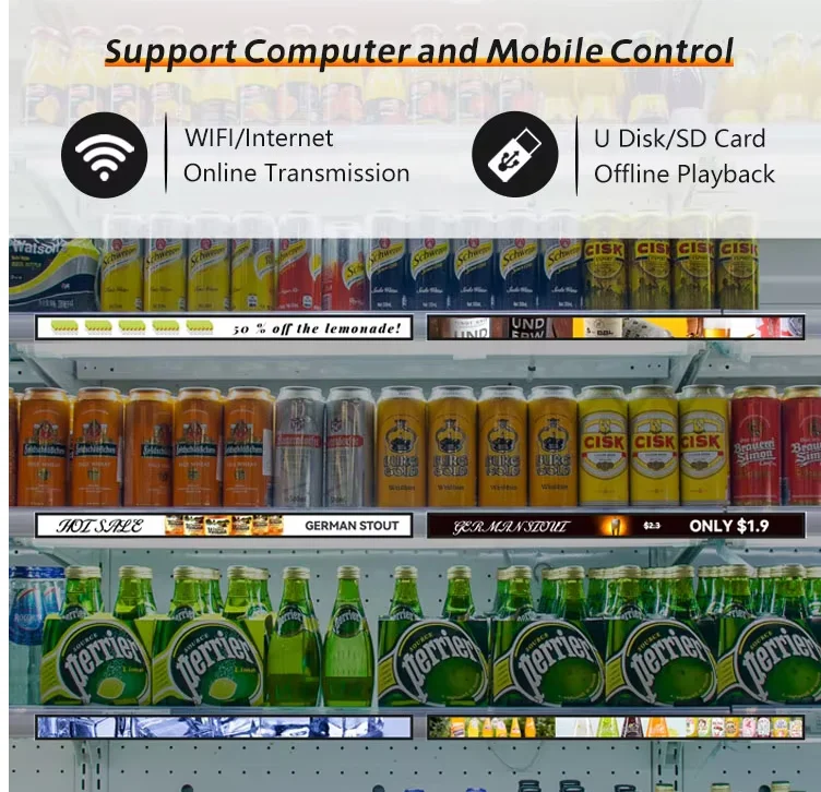 Supermarket Ultra Wide Strip Shelf Edge Advertising Digital Signage Monitor Type Stretched Bar Lcd Display stretched  bar LCD