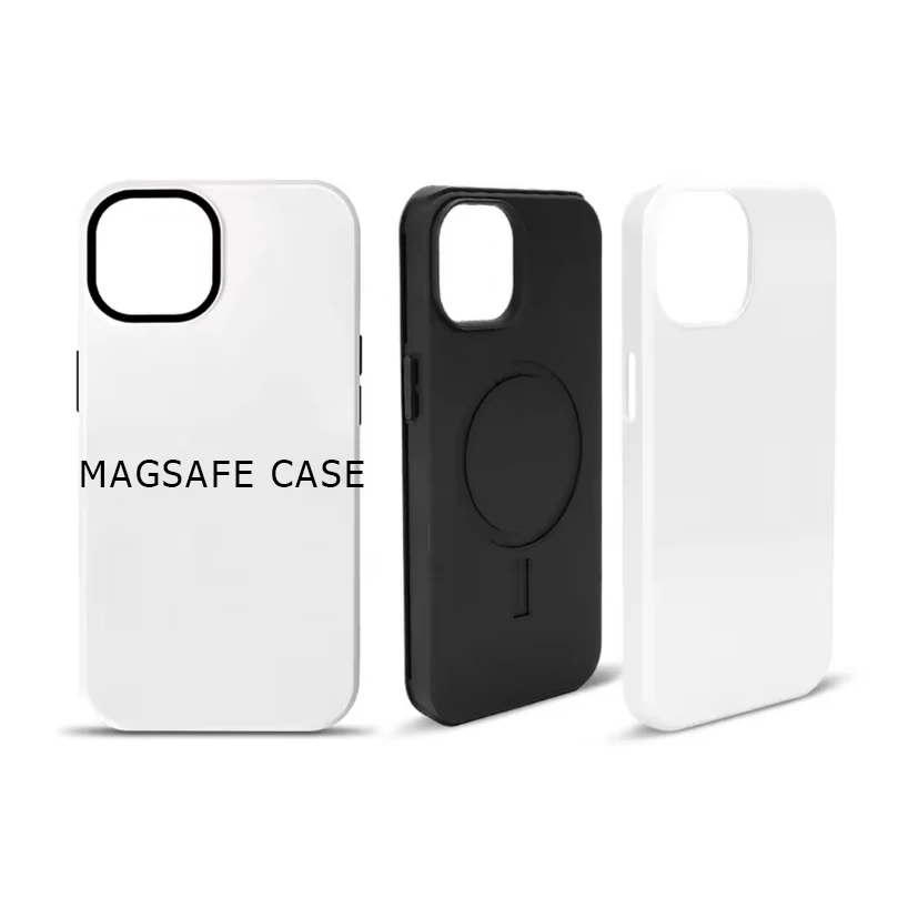 3D sublimation magnetic 2 in 1 Tough Case Coated Glossy Blank 3D 2 in 1 heavy duty case for iPhone 15 3D Blank Phone Cases
