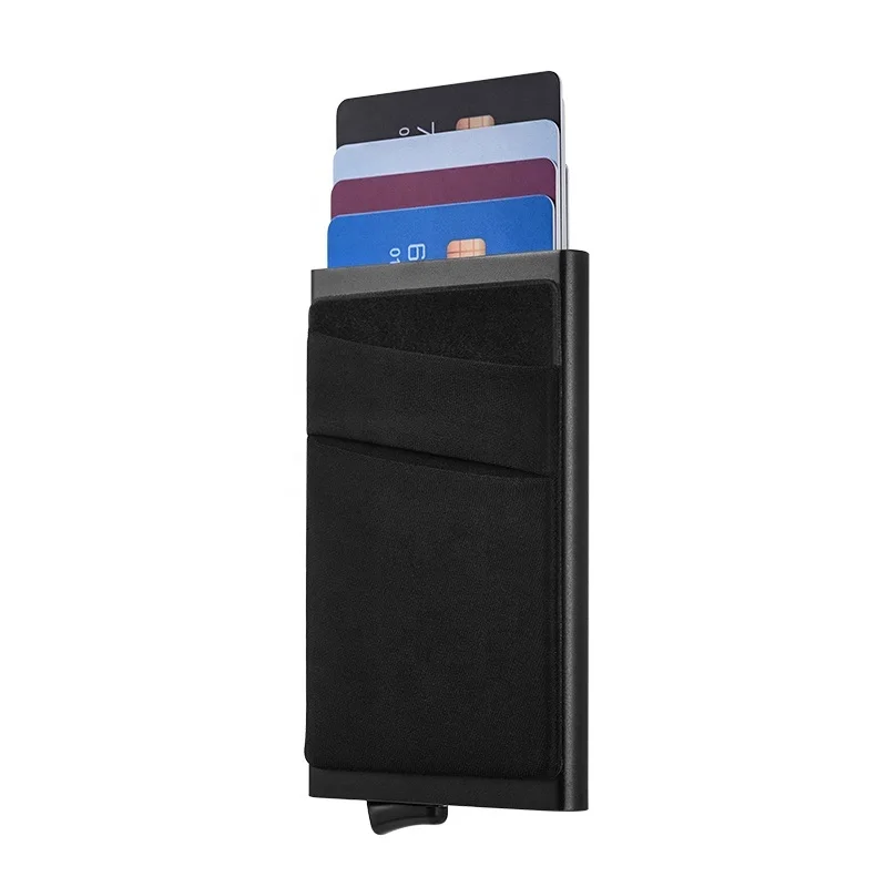 wholesale price Business Style Multi-function Aluminum Slim Card Case Metal RFID Blocking Card Holder Pop Up