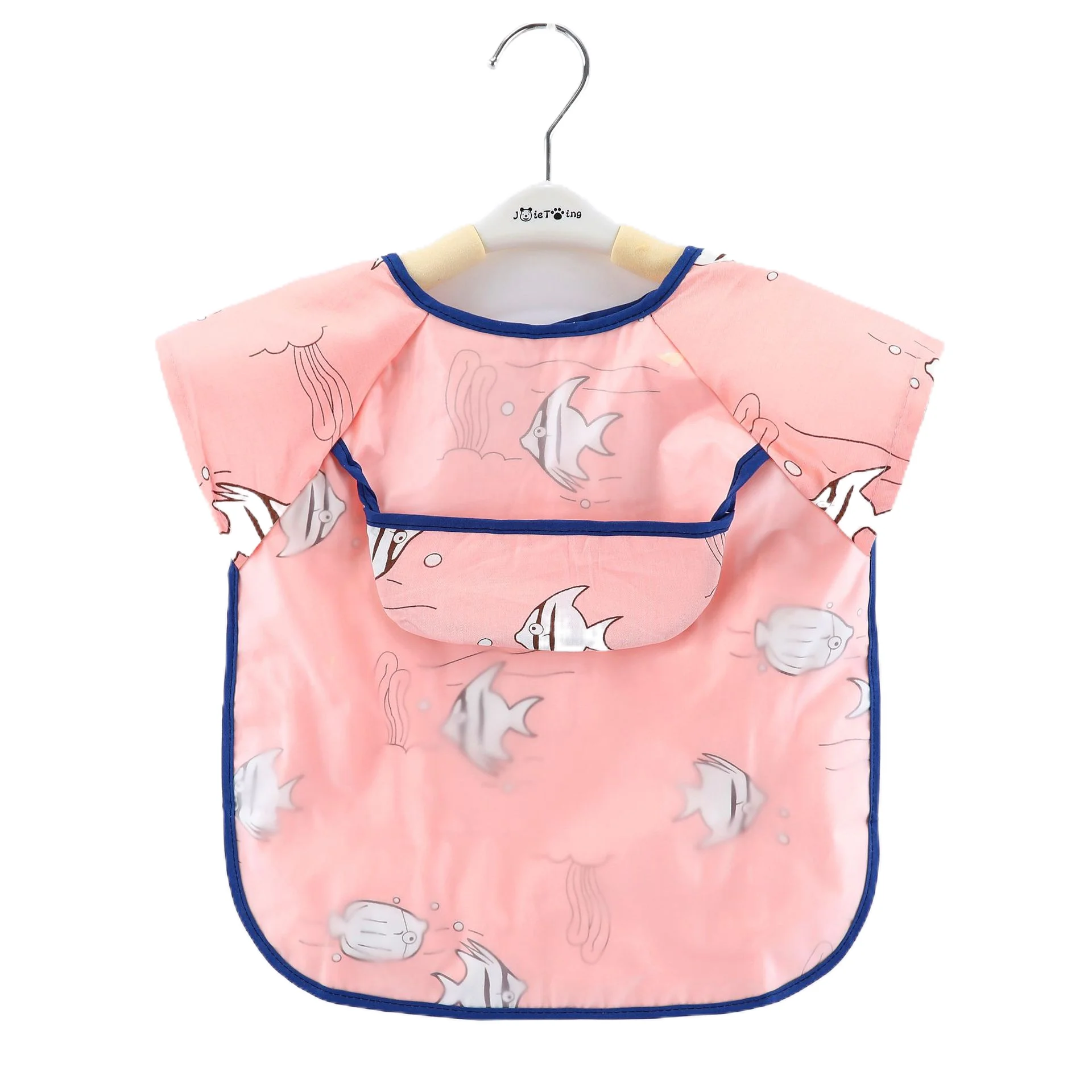 Baby girl eat overall waterproof and dirty qiu dong thin section sleeveless gown apron children cotton baby bib pocket