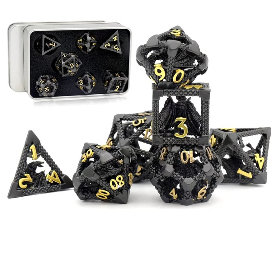 MINI PLANET DND Dice Set 3D Flying Dragon Metal Polyhedral Dice For TRPG Dungeons&Dragons Game Wholesale Custom DND Dice Metal