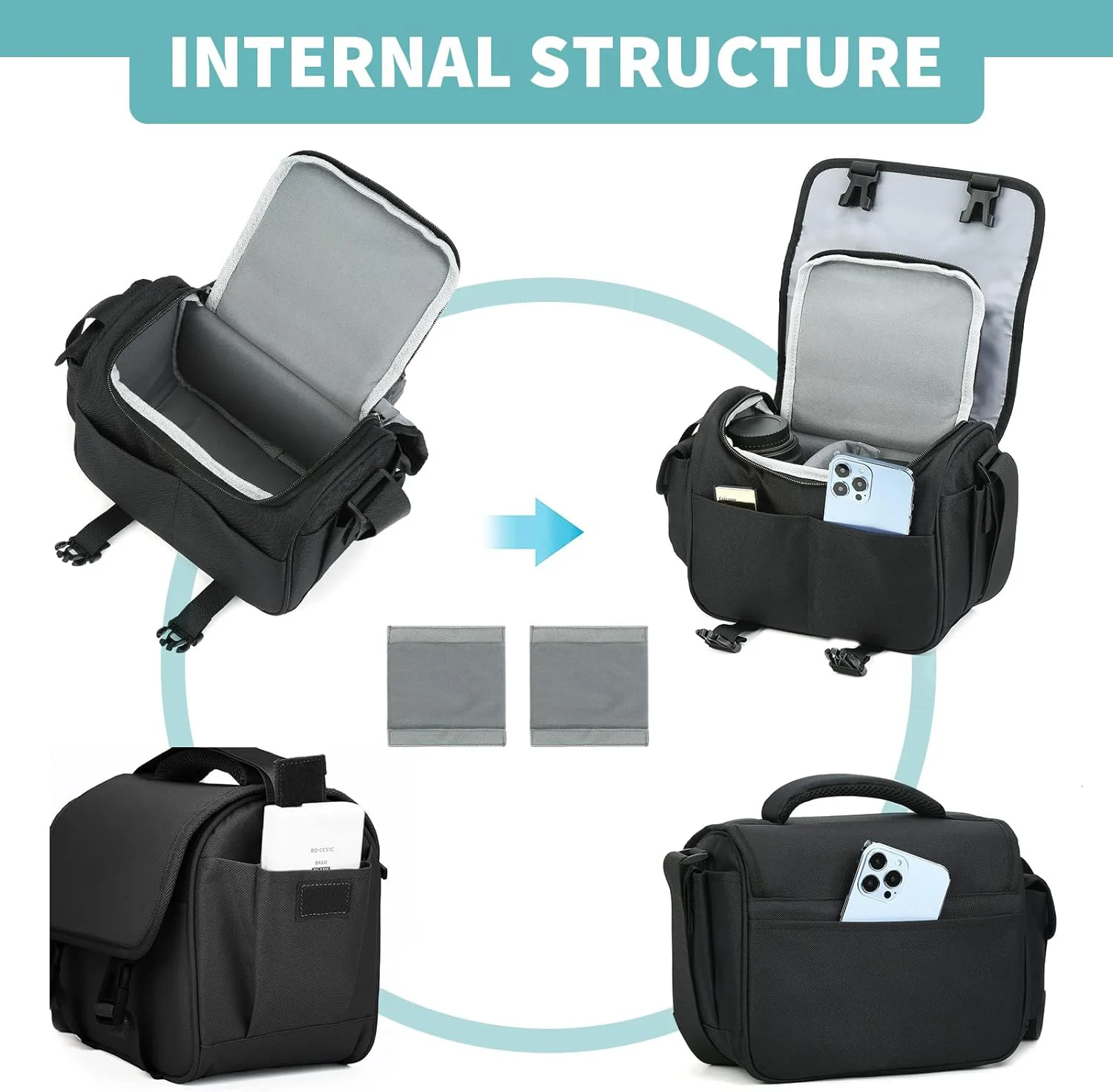 Camera Shoulder Bag Anti-theft Design Camera Case for SLR DSLR  Lenses, Cables, Crossbody Camera Bag For men and women