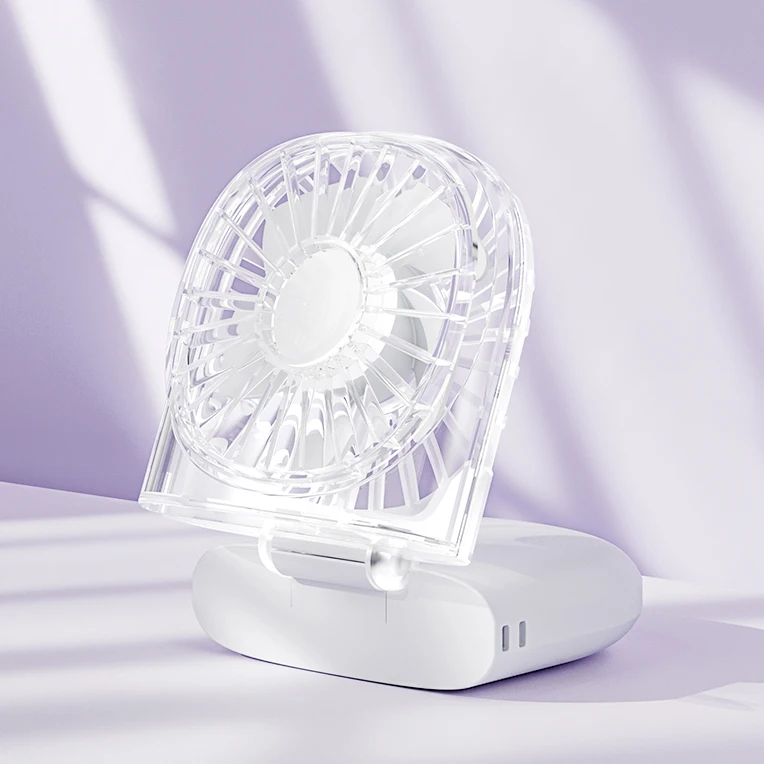 2025 Newly Designed USB Rechargeable Mini Fan 1200mAh Compact Portable Transparent Folding Fan