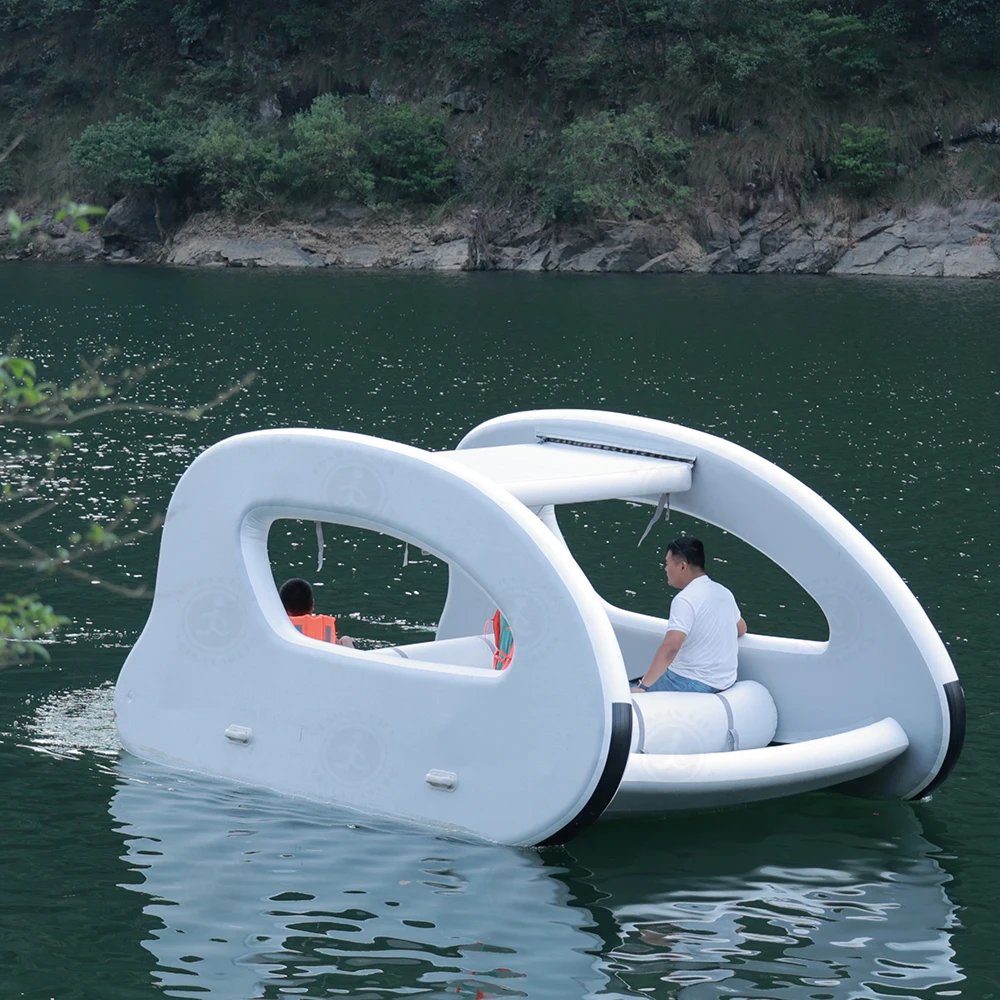 Favorite Factory Price Water Leisure Family Friends Party Inflatable Solar Catamaran Foldable Houseboat Hot Sale With Motor