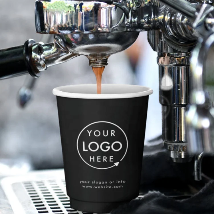 AT PACK 2024 Coffee Shop Supplies Eco-Friendly Material Coffee Paper Cup Takeaway Cup Holder With Paper Bag