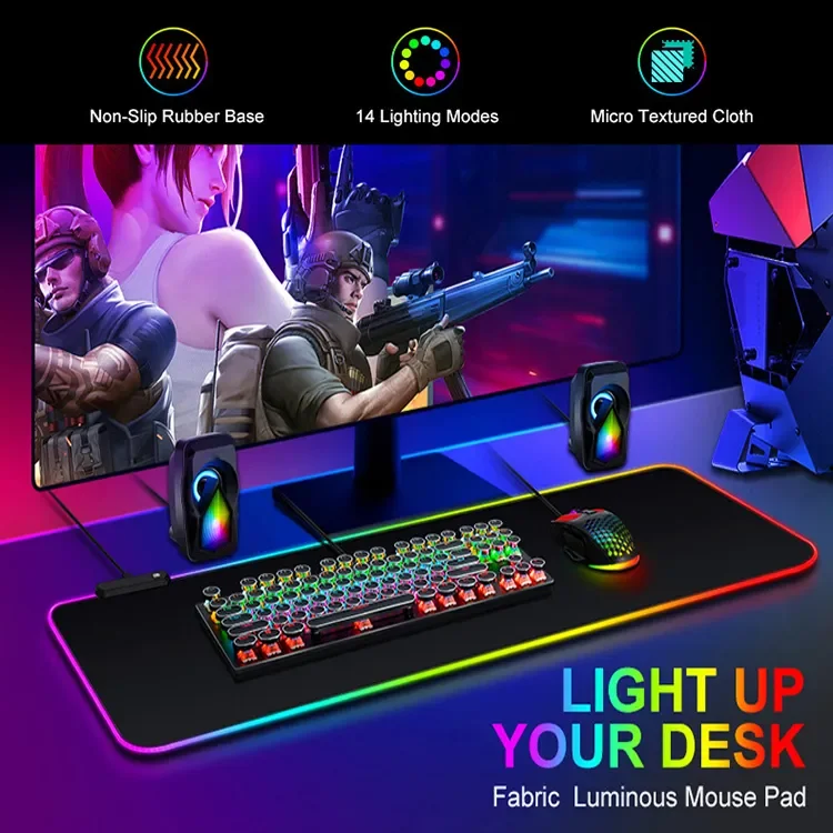 RGB mouse pad 800x300mm non-slip Mauspad Large LED light-up mouse pad Waterproof gaming keyboard pad