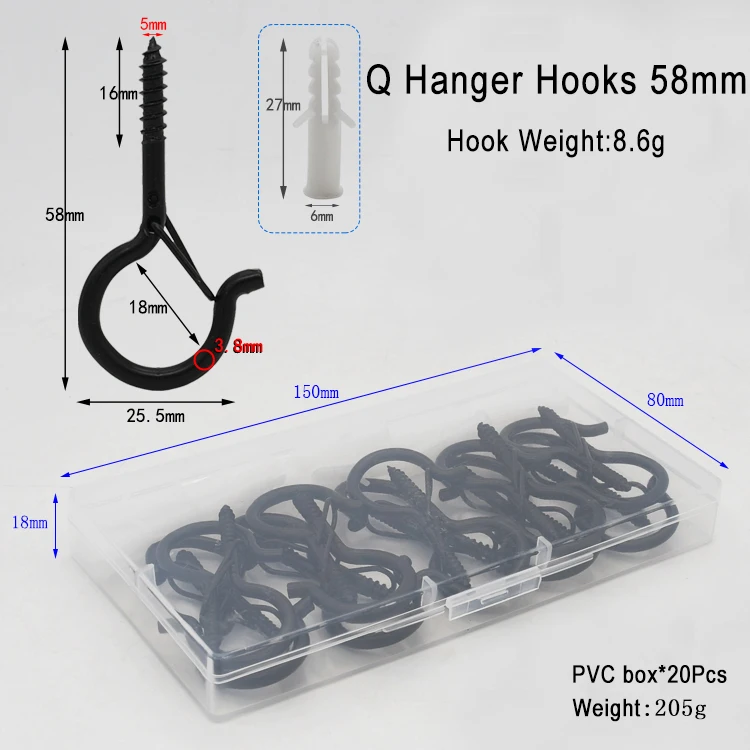 Hanging Plants Wind Chimes Boxed Christmas Lights Hanger Hooks Windproof Q Hanger Screw Hooks