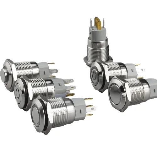 16mm diameter LED switch for lighting power supply of 250V waterproof reset / locking metal button switch