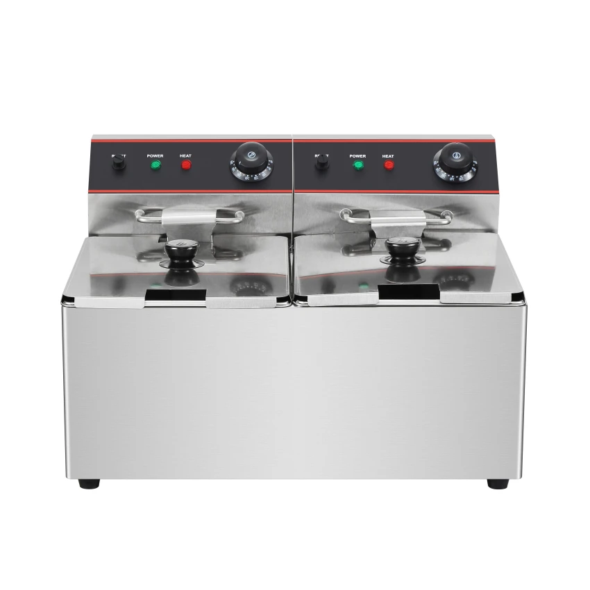 Manufacturers high-quality commercial chip fryer multi-function with 2 deep oil tanks 2 baskets for restaurant food shop hotel