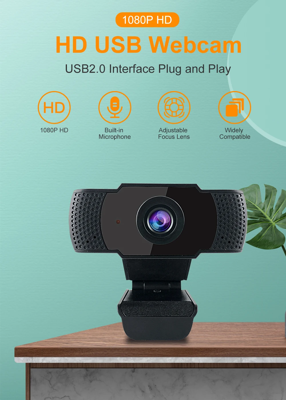  Full HD USB 2.0 interface plug play Computer web Camera Network Live Meeting Online Class Discussion 1080p Video