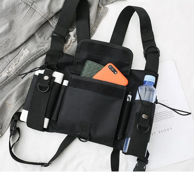 Custom Anti-Theft Hip Pop Vest Rig Bag Fashionable Portable Nylon Tactical Chest Rig for Outdoor Activities Water Resistant