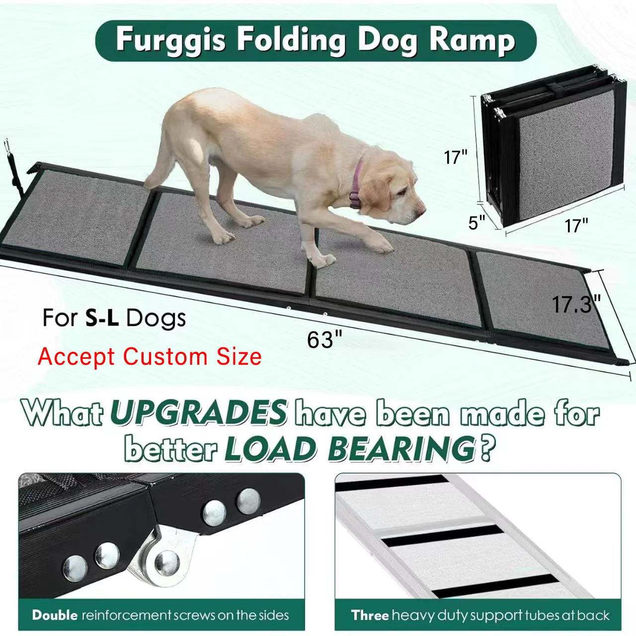 CANBO Adjustable Anti-slip Portable Pet Stairs Ramp Ladder Lightweight Aluminum Pet Dog Car Ramp Folding