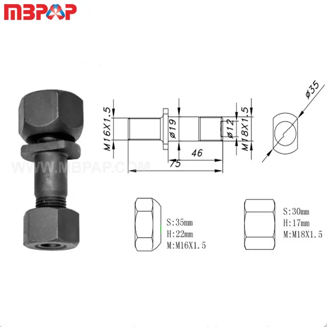 M16 * 1,5 M18 * 1,5*75 12,9/10,9 болт колеса и чехлы для bpw foton scania benz
