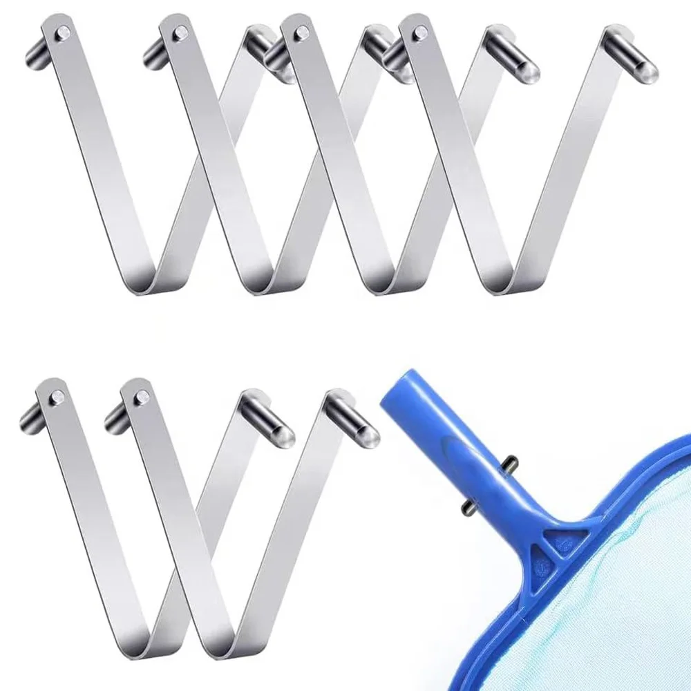 Stainless Steel Universal V Clip Fit for Swimming Pool and Spa Skimmer Net Brush and Poles