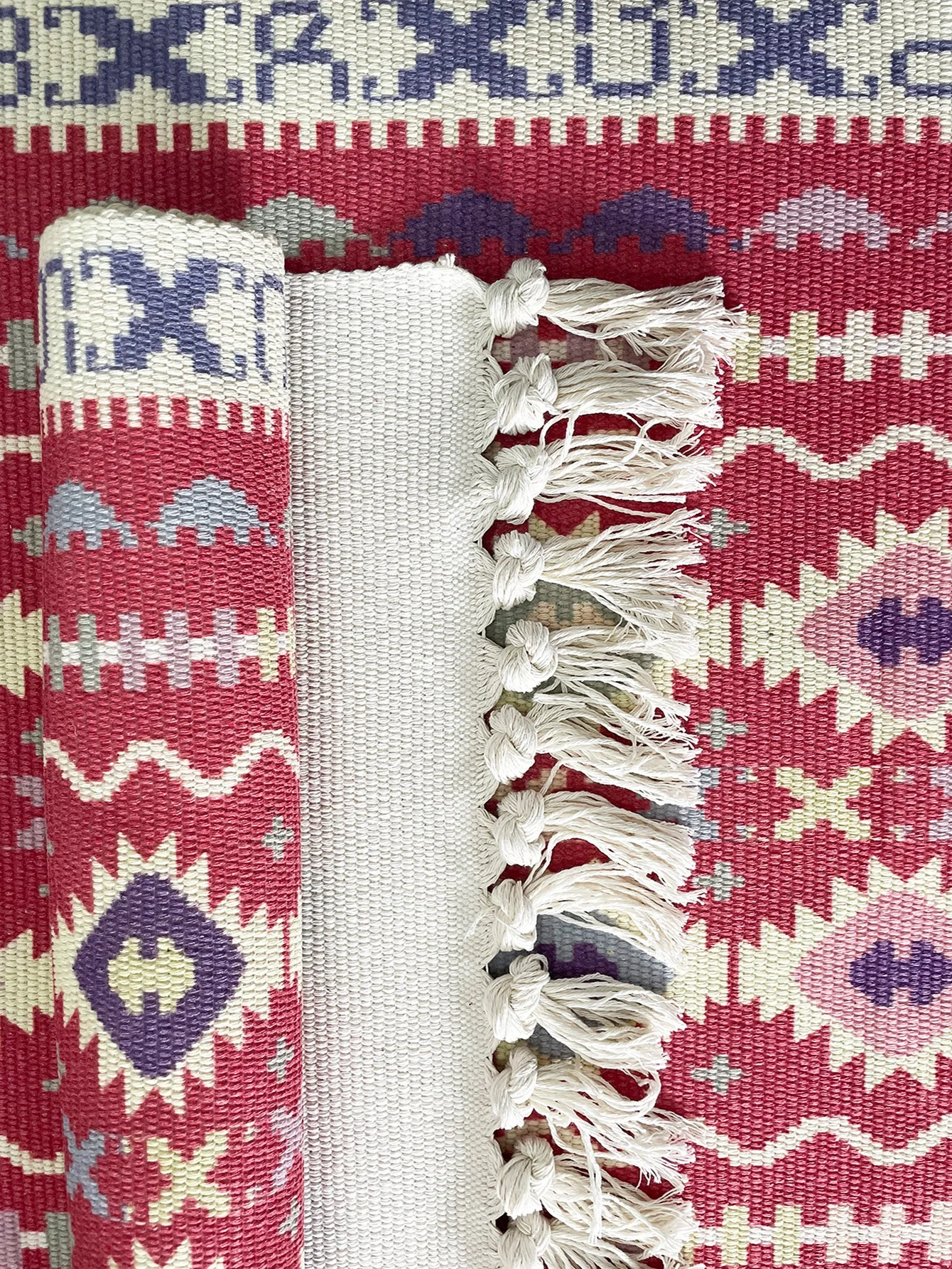 cheap price Cotton Printed Boho Kitchen Rugs Decorative red and White Rug Hand Woven Accent Floor Mat for Bathroom Bedroom