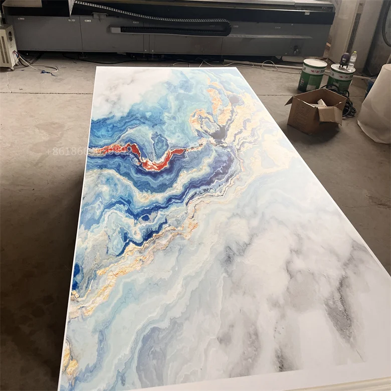 Interior Decoration PVC Wall Panel Board 3D Printing Marble Texture UV Coating Marble Sheet