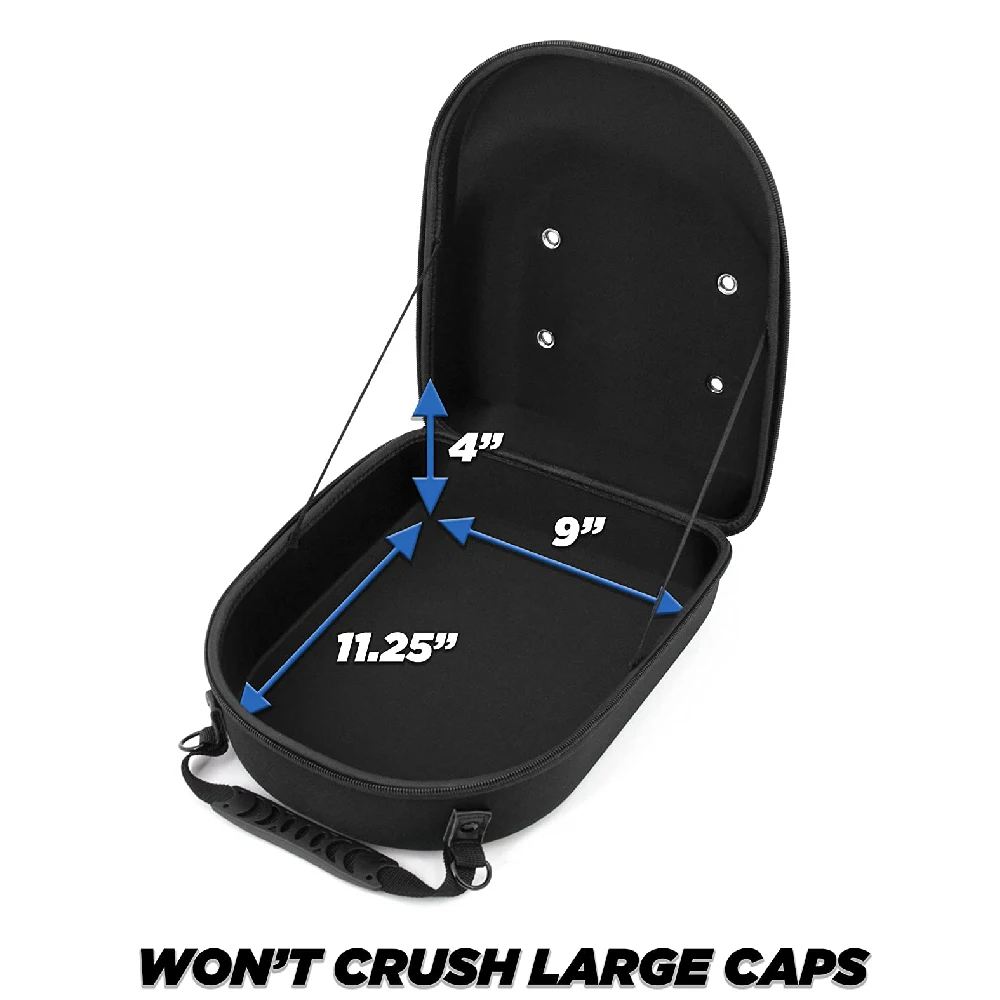 EVA Hat Travel Case for up to 6 Baseball hats With Hard Shell Exterior, Adjustable Shoulder Strap and  Carry Handle