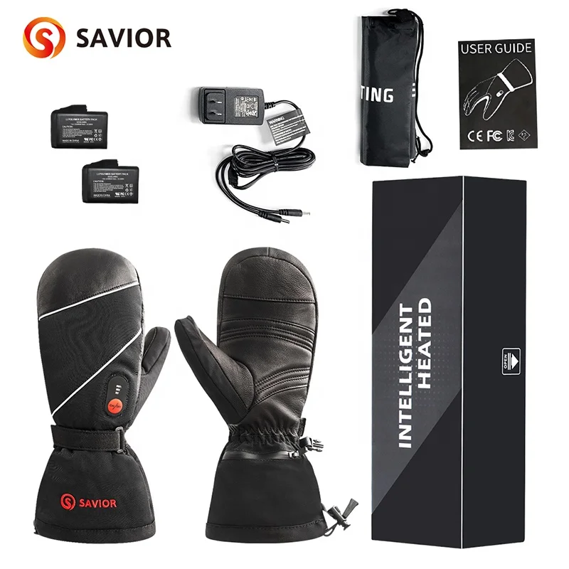 Savior Outdoor Activities Rechargeable Heated Skiing Gloves Waterproof Winter Warming Gloves for Snowboarding