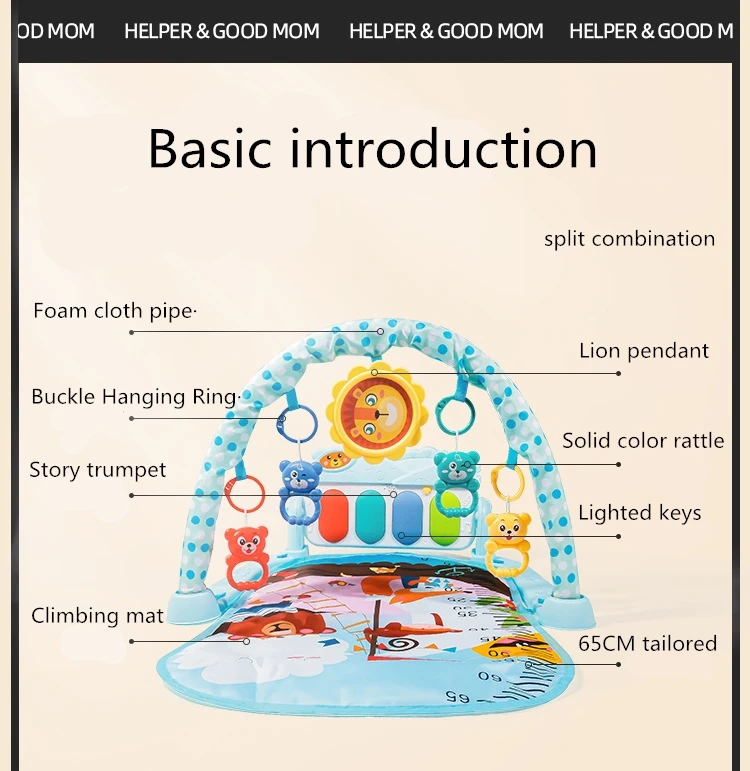 Hot Selling New Born Baby Pedal Fitness Stand Rack Piano Multi Function Baby Pedal Piano With Early Educati