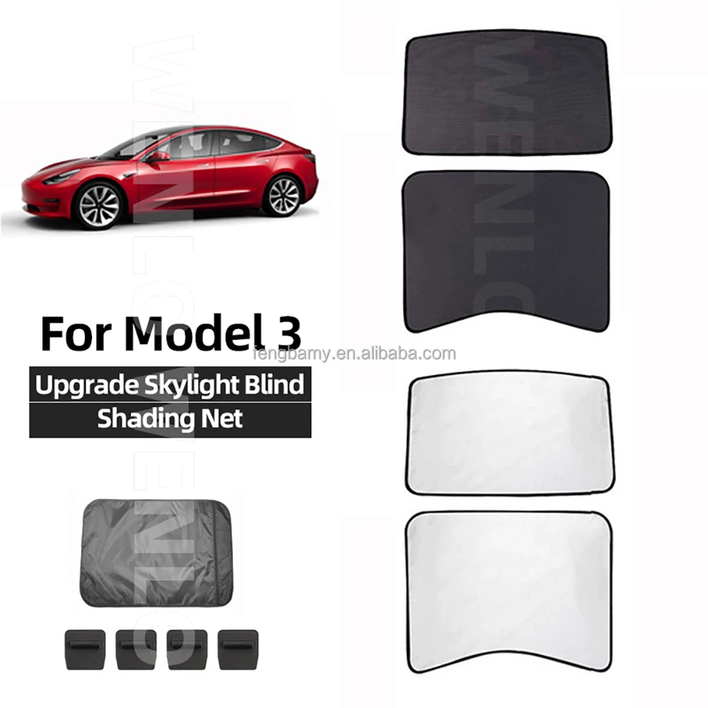 
For Tesla Model 3 Glass Top Roof Mesh Sunshade Car Skylight Blinds Shading Net Model3 2021 Car Accessories Sun Visor curtain 