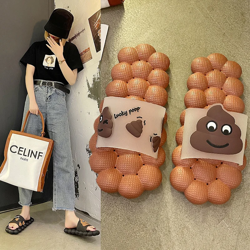 Wholesale Cute Summer Women Fashion Pu Flat Slippers Thick Sole Foam House Slippers For Ladies Girl Female