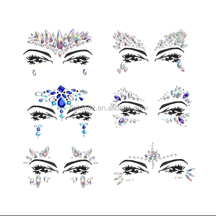 Free sample Face jewels custom mermaid tattoo sticker factory crystal face jewels