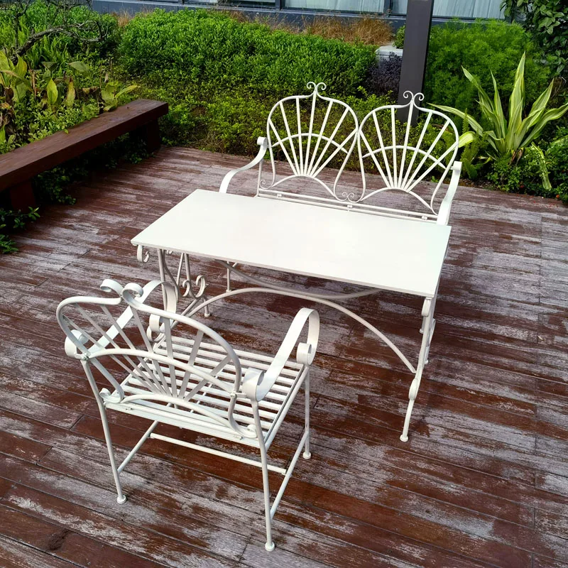 Outdoor Garden Patio Wrought iron Courtyard Leisure Garden Indoor Balcony Tea Table  Metal Table and Chairs Set