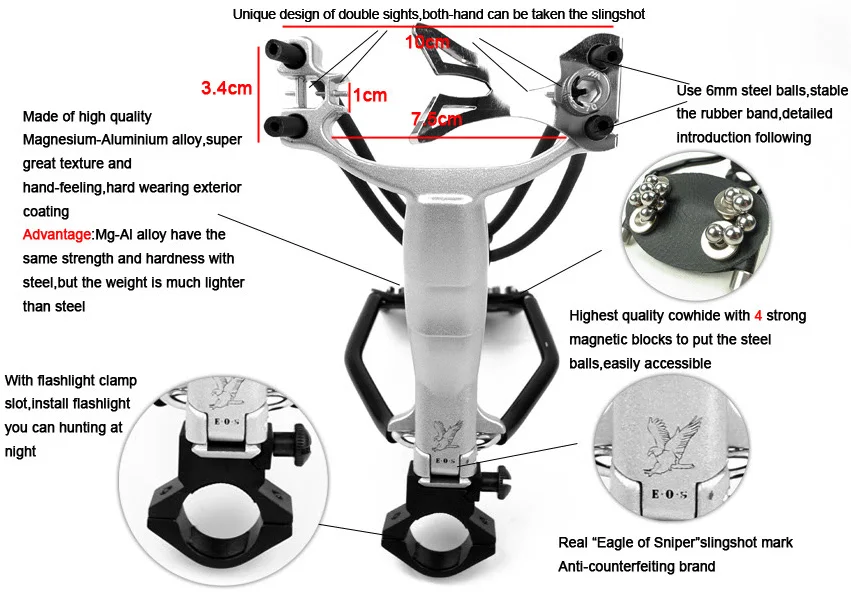 G7 Magnesium Aluminium Alloy Hunting Shooting Powerful Slingshot