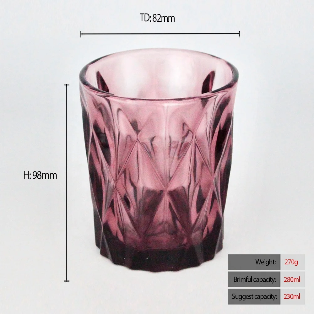 LANGXU promotional Custom  7 oz 8 oz colourful Diamond geo cut unbreakable wine water shot glass cup drinkware