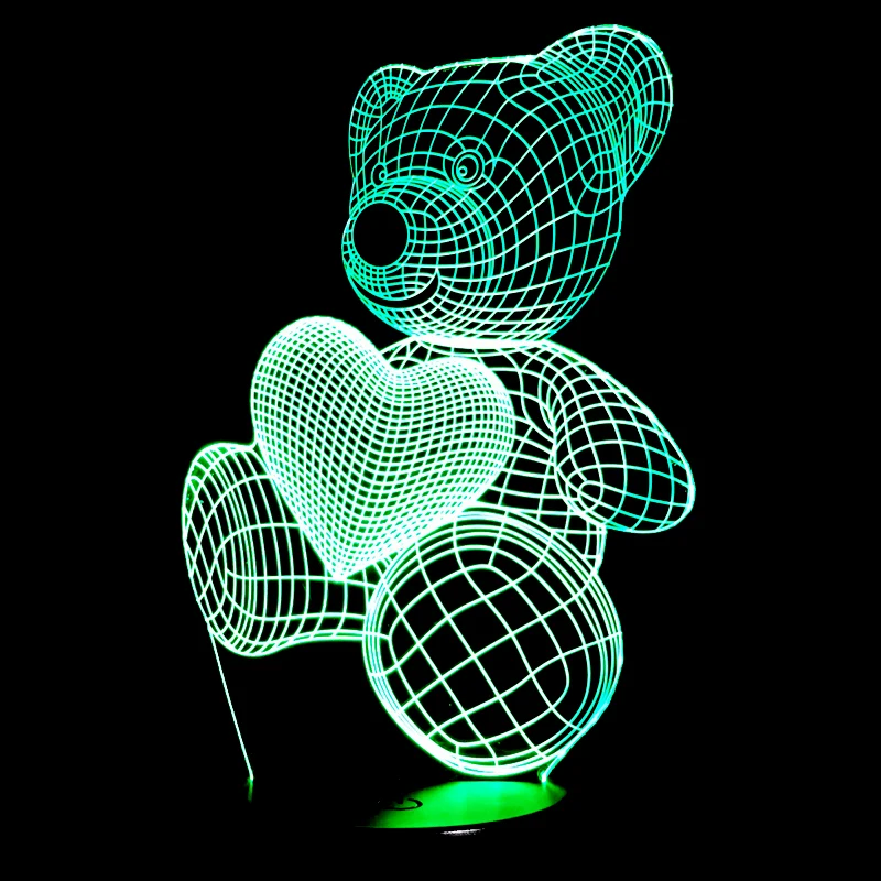 3D светодиодный ночник love bear акриловая настольная лампа детский подарок