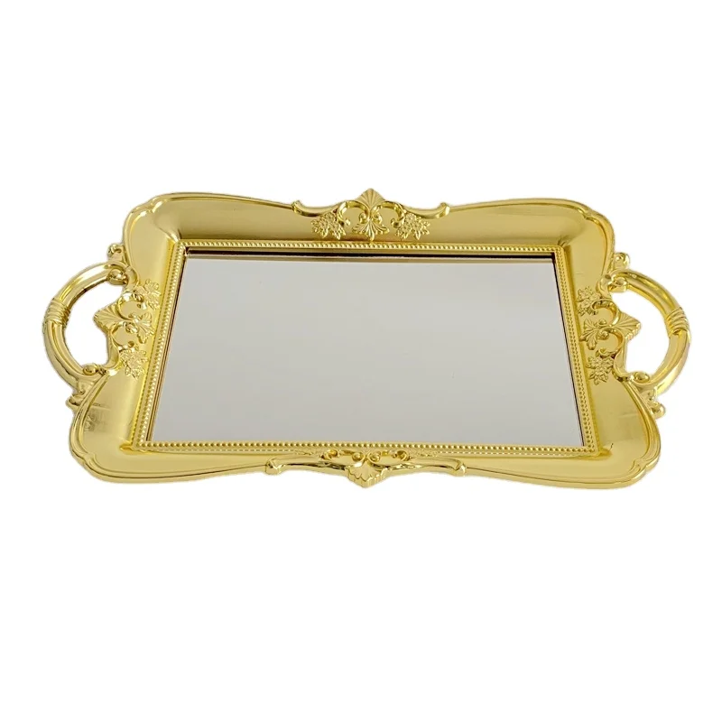 new design golden mirror tray for home decor gold tray mirror