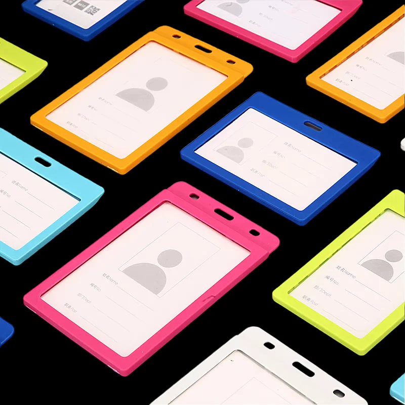 Custom Business ID Card Holder Name Badge Double-Sided Clear Hard Plastic with Personalized Logo Printed