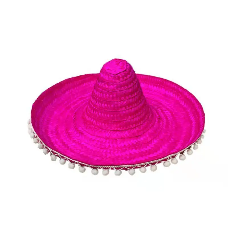 Mexican Hat Cosplay Sombrero Retro Tassel Beach Panama Bucket Hats Men Women Party Sun Raffia Hat Large Size High Tops
