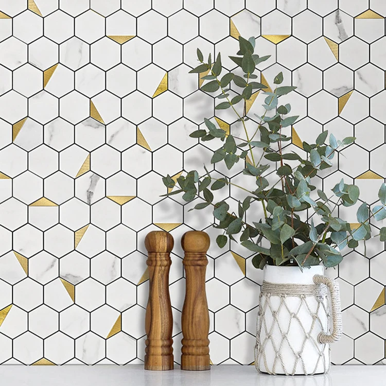 Wholesale Irregular Mosaic Hexagon Indoor Interior Wall Decoration Marble Carrara White Stone Mosaic Tiles For Kitchen Bathroom