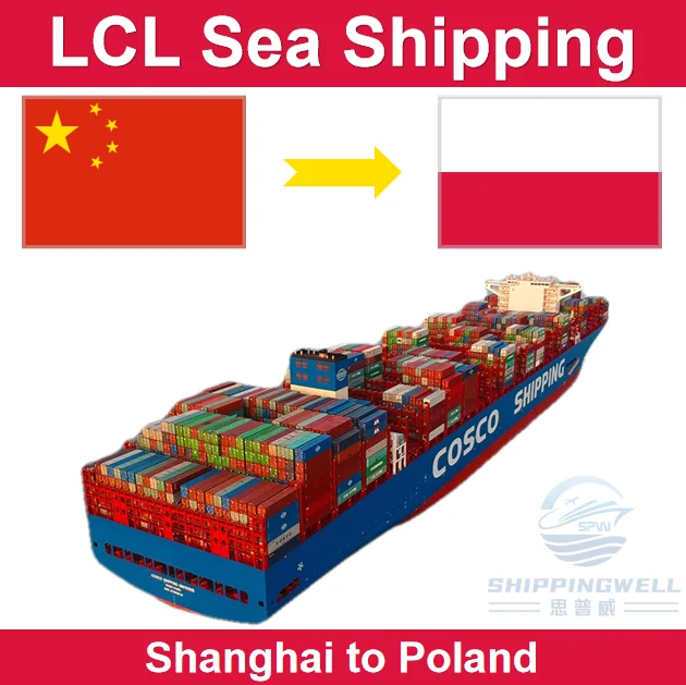 LCL From Shenzhen Guangzhou Shanghai Ningbo China to Poland Sea Freight Shipping by Door to Door and Customs Clearance Services